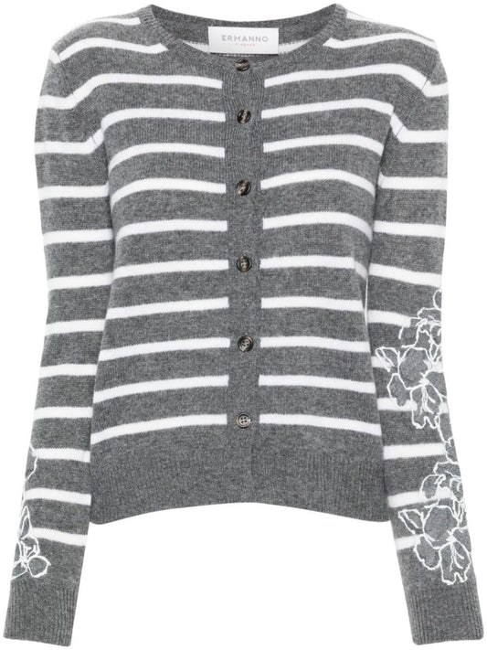 Wool striped cardigan