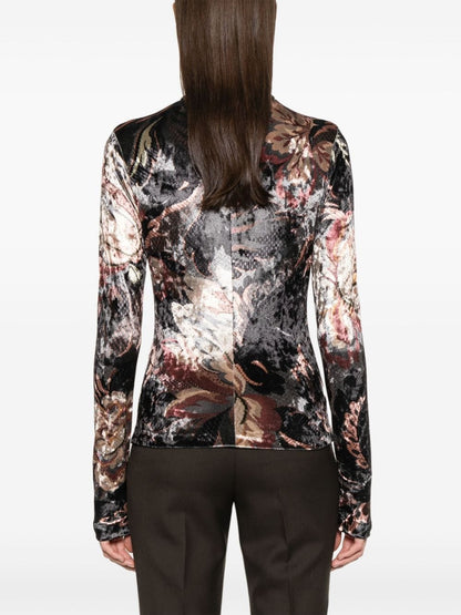 Printed high-neck sweater