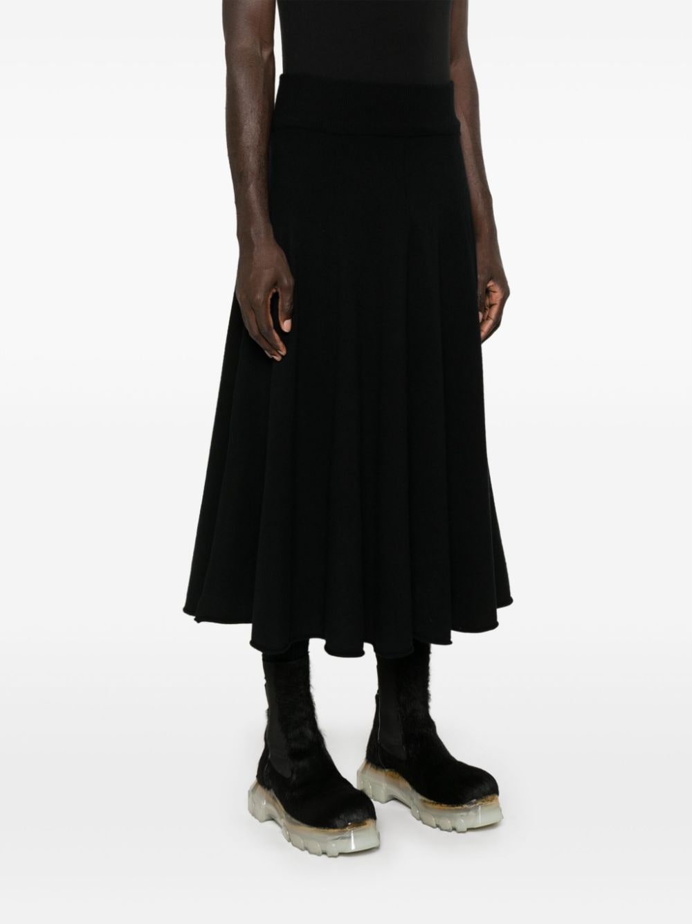 Twirl cashmere midi skirt