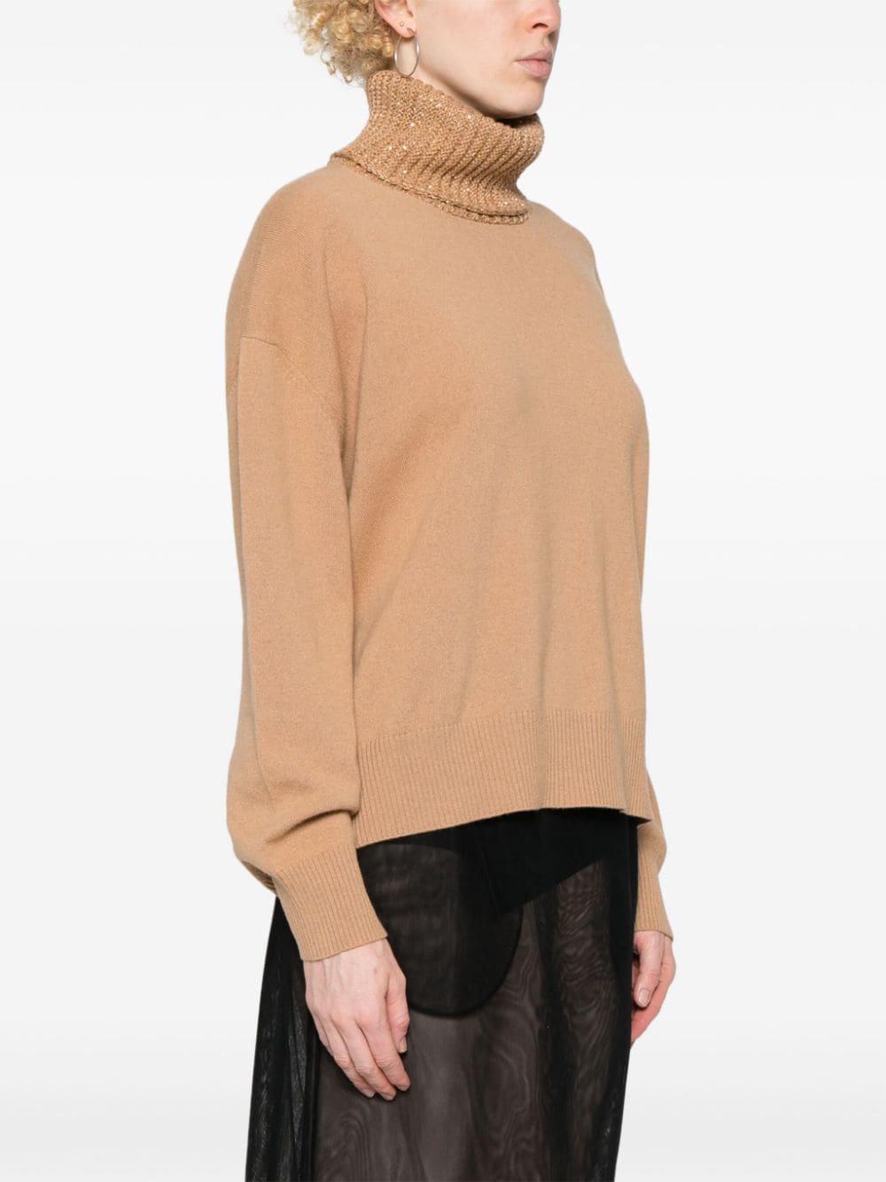 Wool and silk blend turtleneck sweater