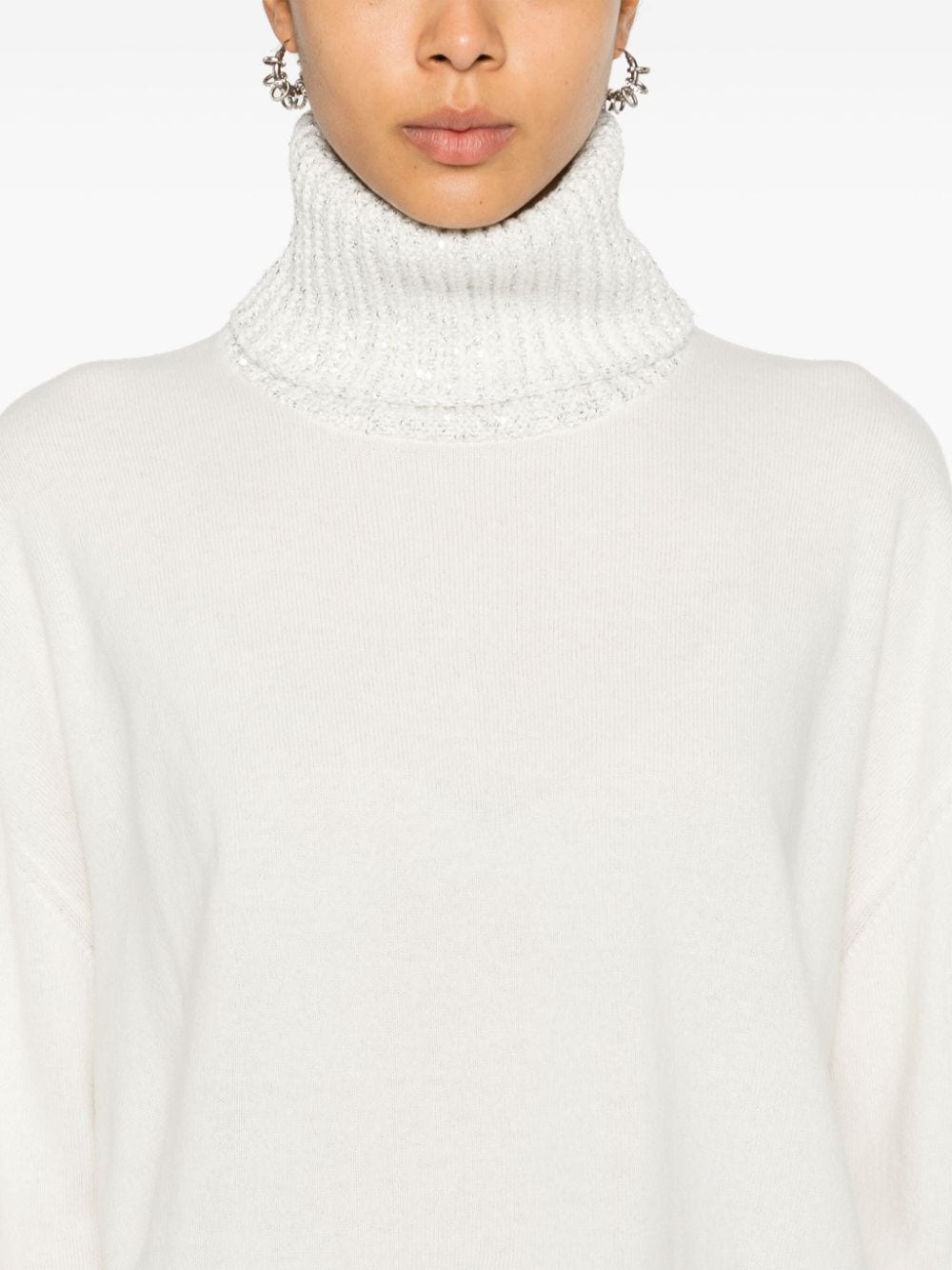 Wool and silk blend turtleneck sweater