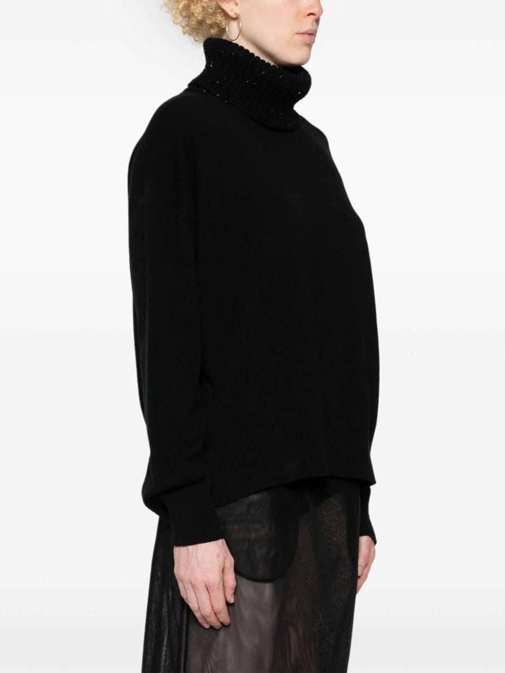 Wool and silk blend turtleneck sweater