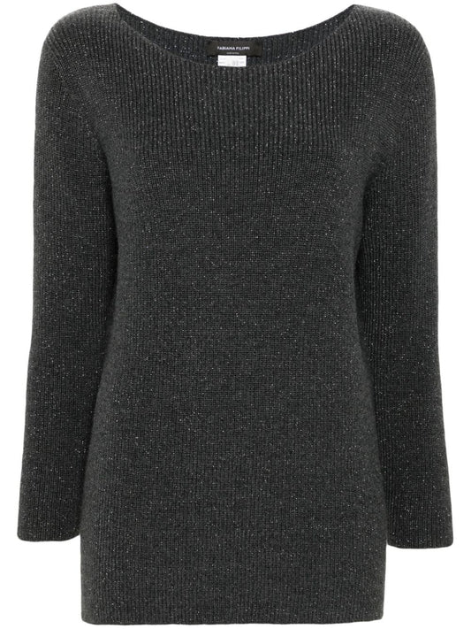 Wool blend boatneck sweater