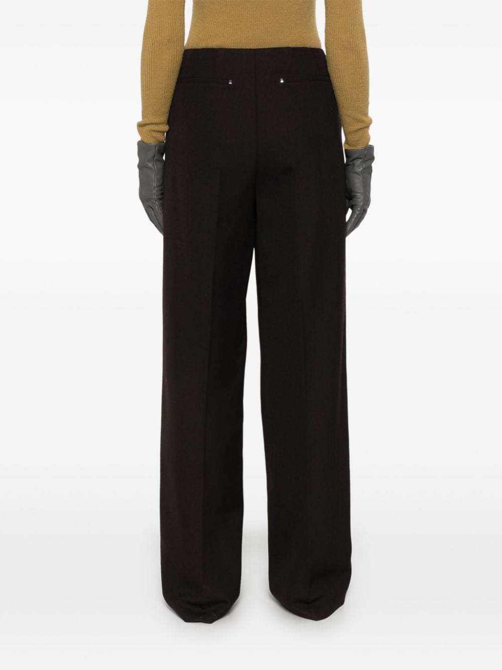 Wide leg wool trousers