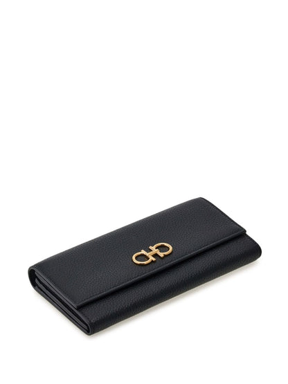 Gancini leather wallet on chain