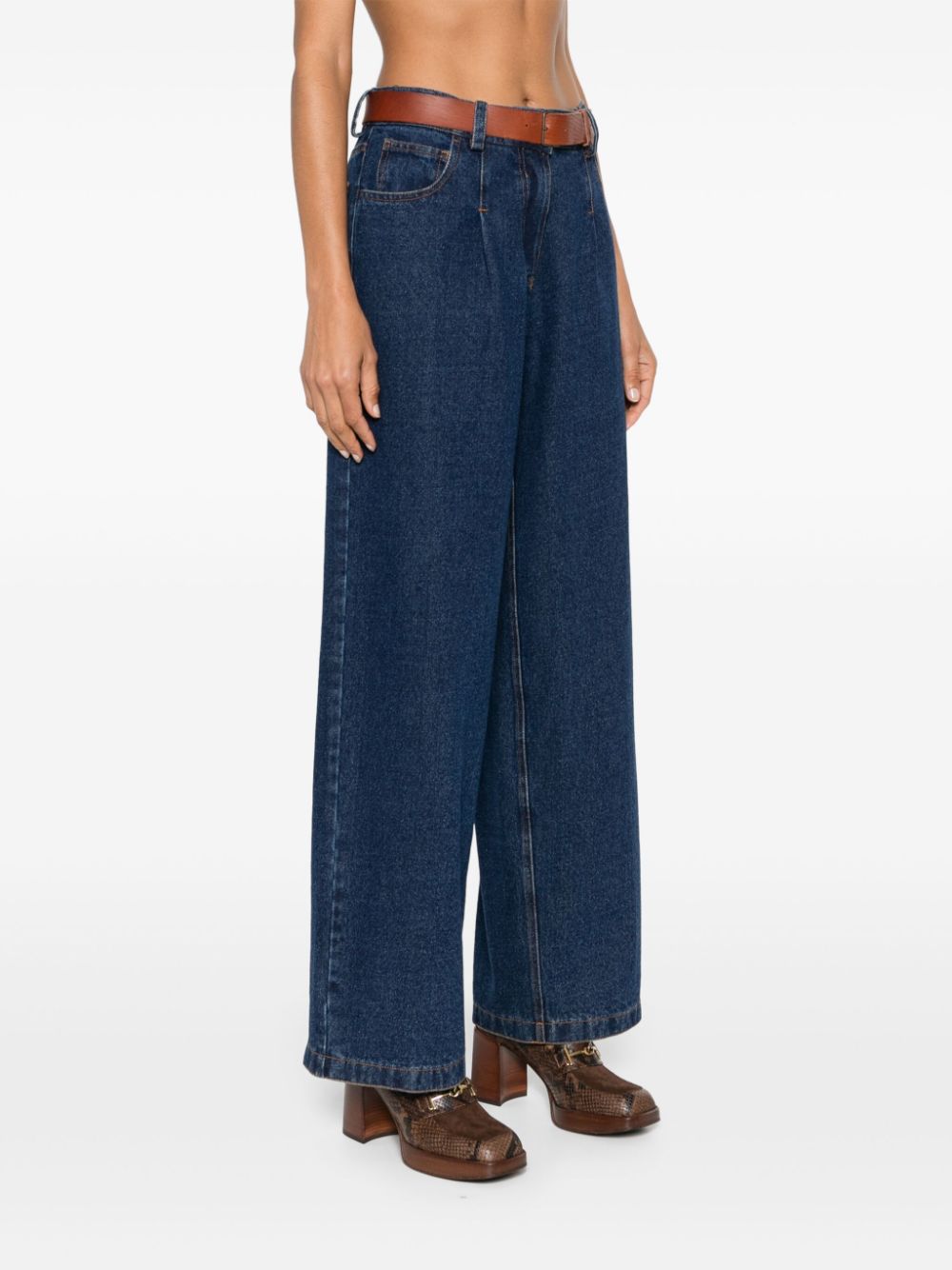 Wide leg denim jeans