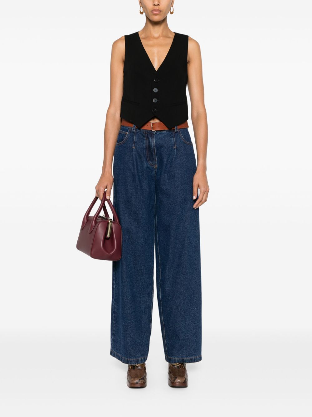 Wide leg denim jeans