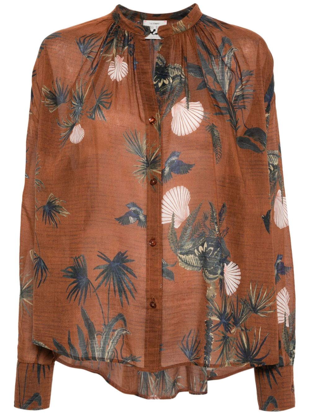 Silk blend printed shirt