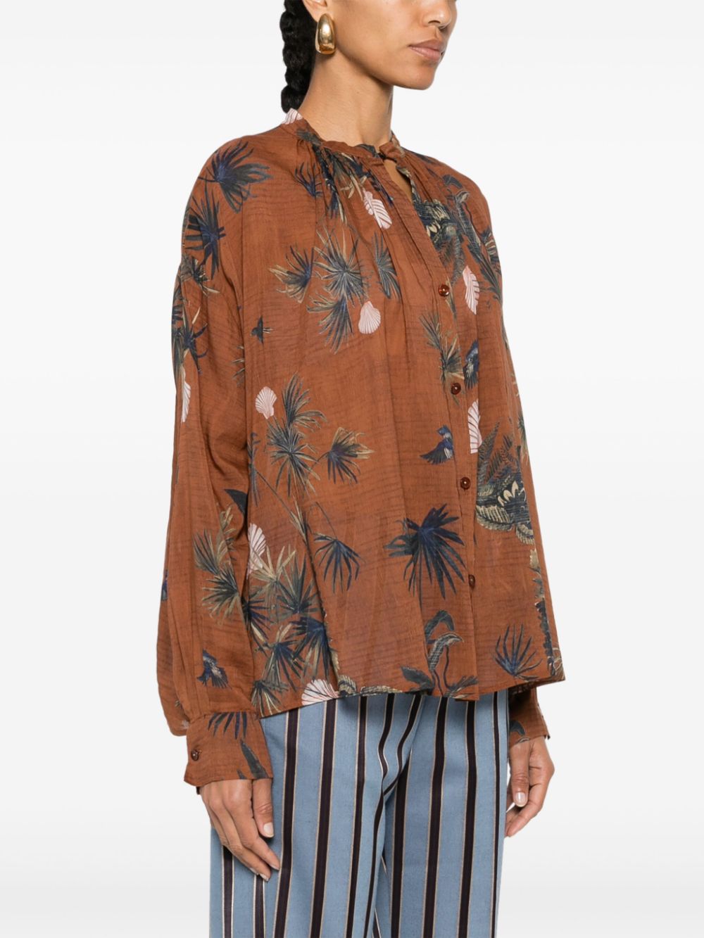 Silk blend printed shirt