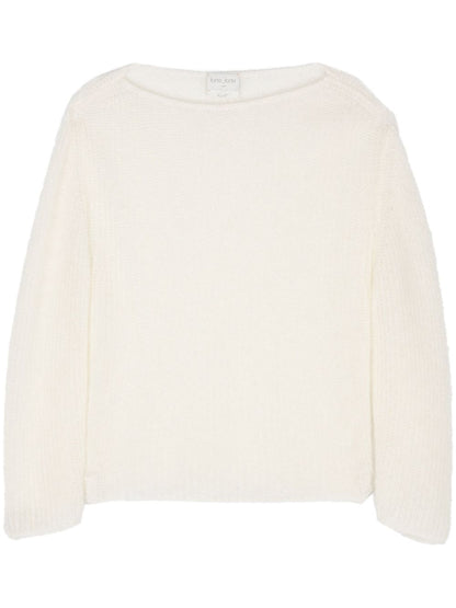 Wool asymmetric neck sweater