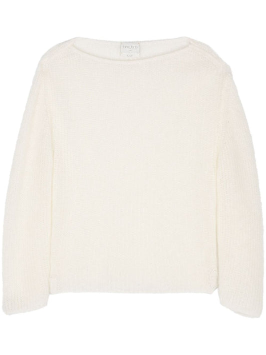 Wool asymmetric neck sweater