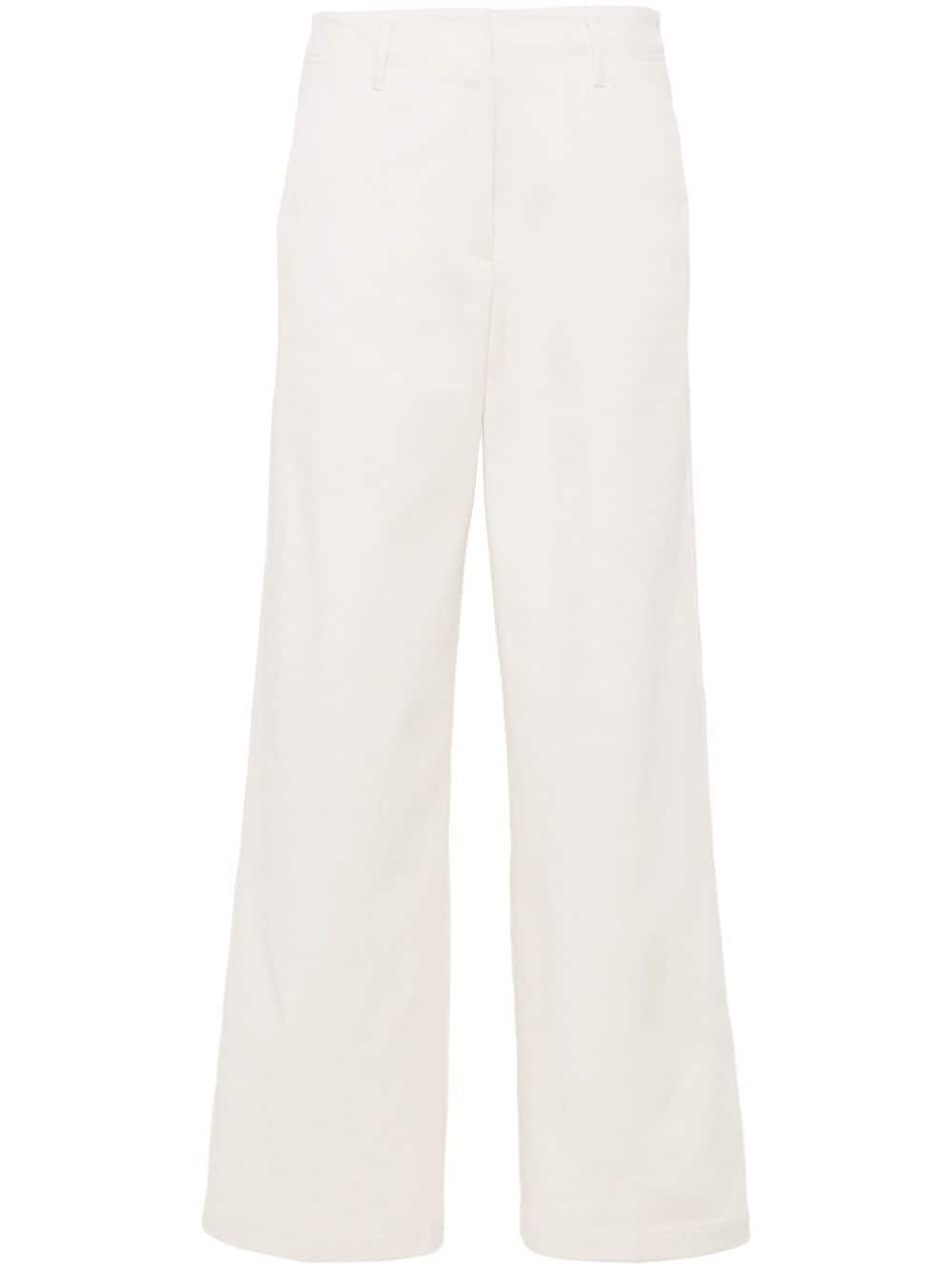 Cotton blend straight trousers