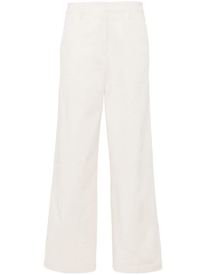 Cotton blend straight trousers