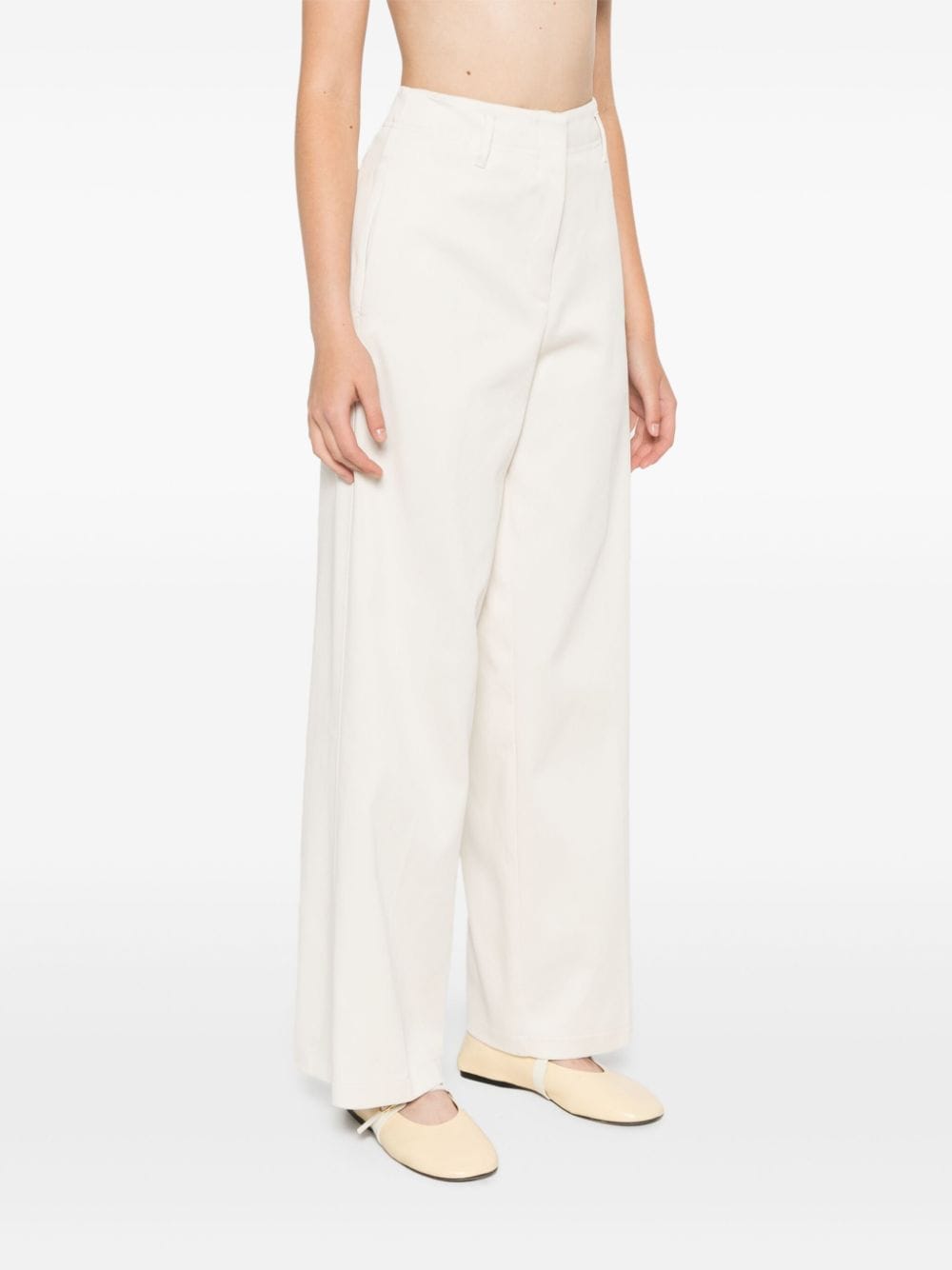 Cotton blend straight trousers