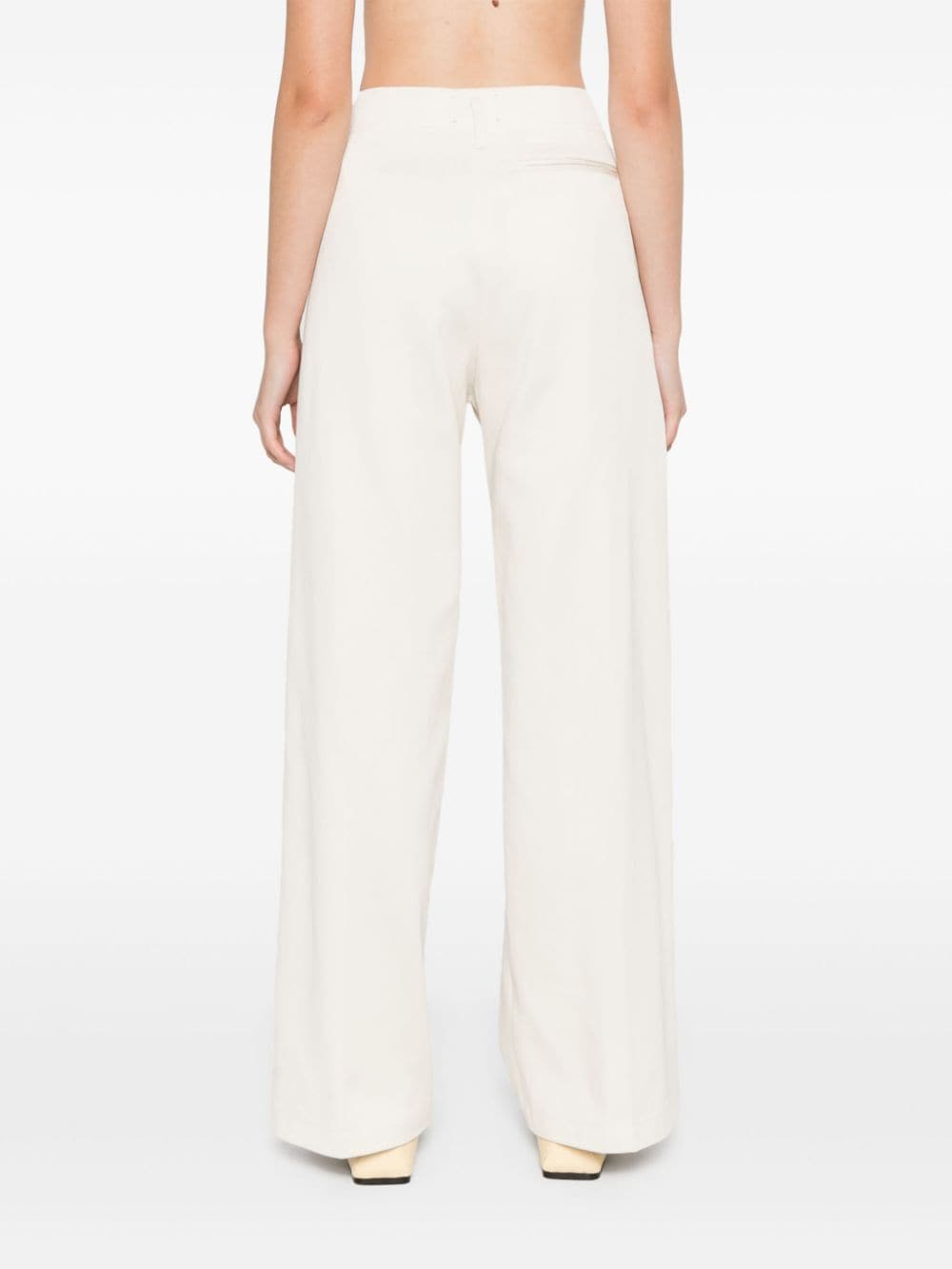 Cotton blend straight trousers