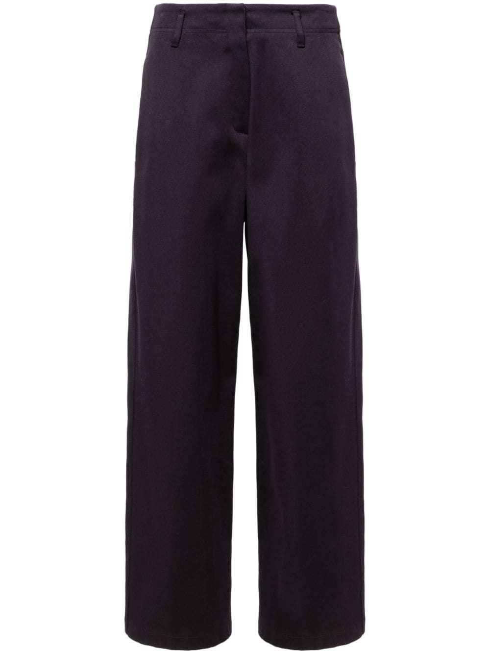 Cotton blend straight trousers