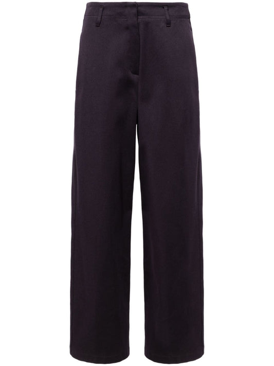 Cotton blend straight trousers