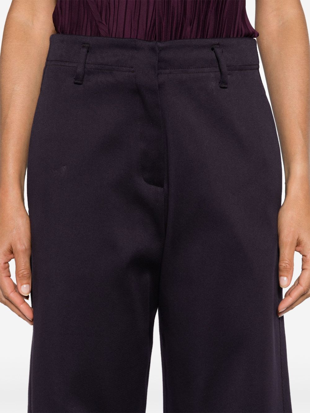 Cotton blend straight trousers