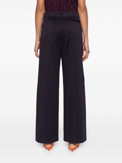 Cotton blend straight trousers