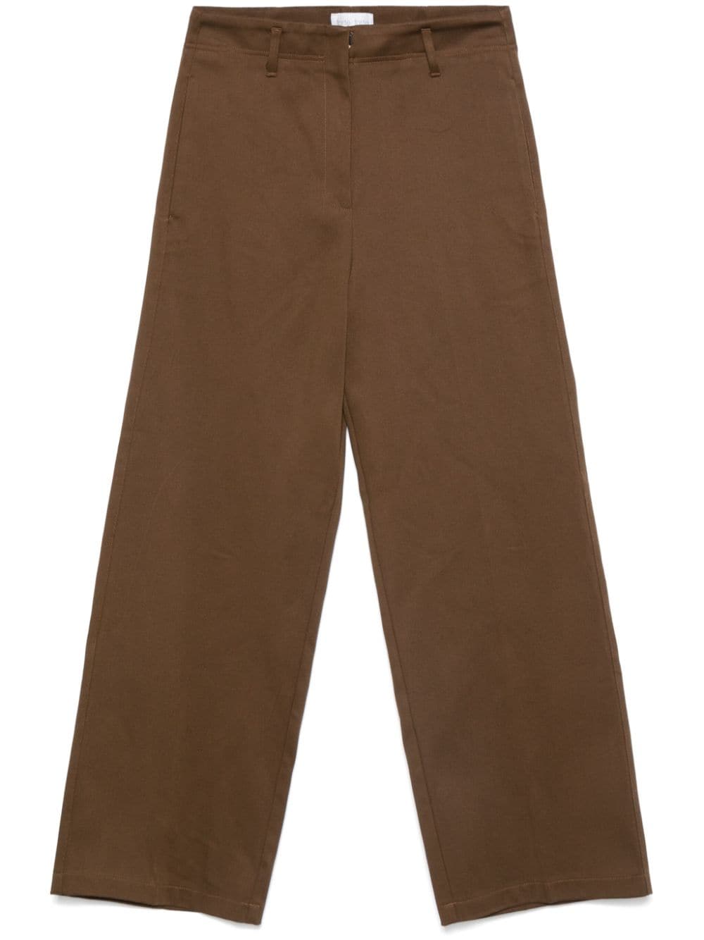 Cotton blend straight trousers