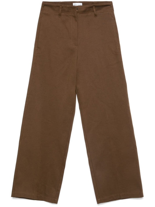 Cotton blend straight trousers