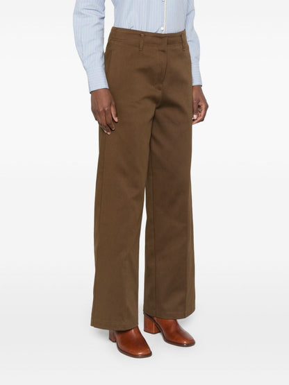 Cotton blend straight trousers