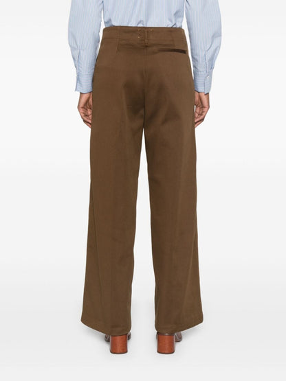 Cotton blend straight trousers