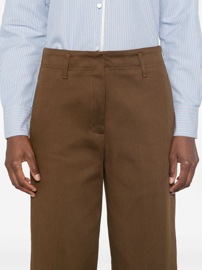 Cotton blend straight trousers