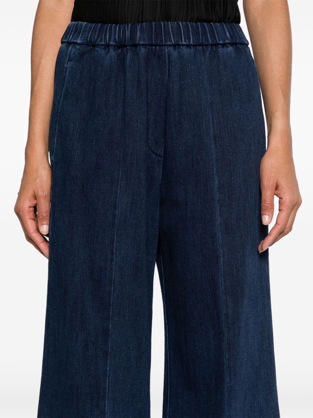 Wide-leg denim cotton trousers