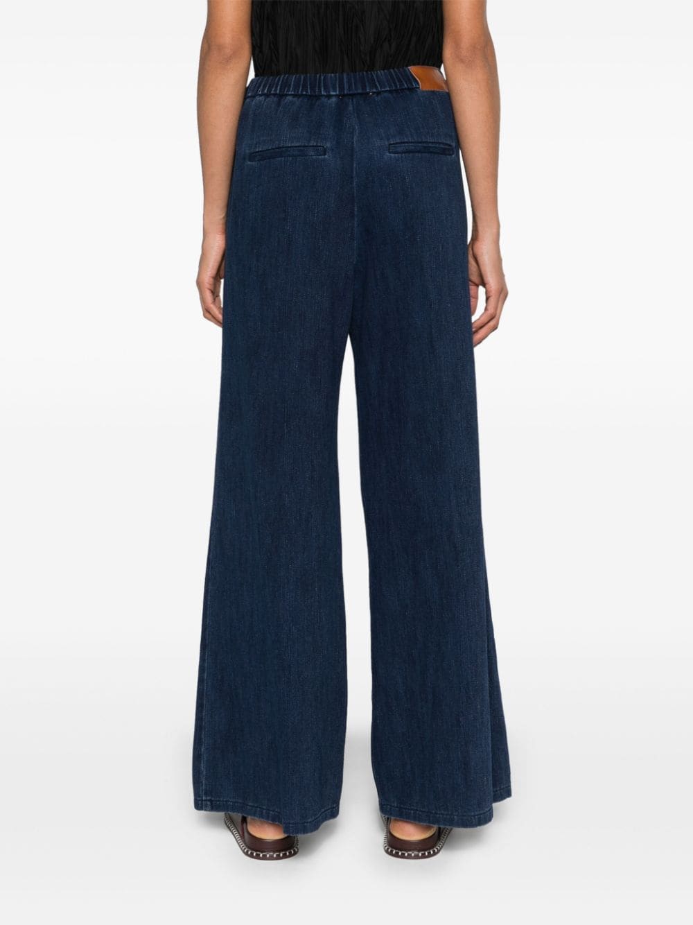 Wide-leg denim cotton trousers