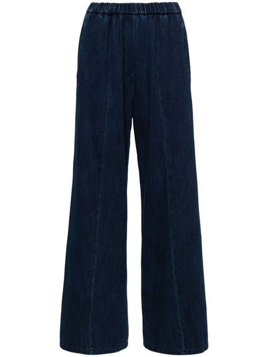 Wide-leg denim cotton trousers