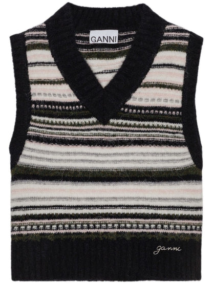 Wool blend striped vest