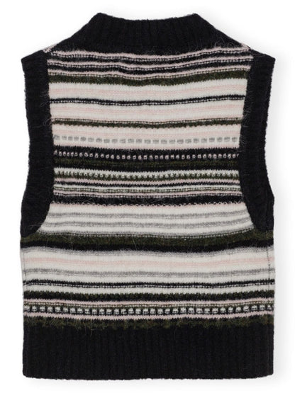 Wool blend striped vest