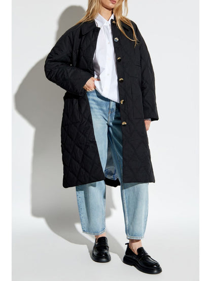 Quilted midi coat