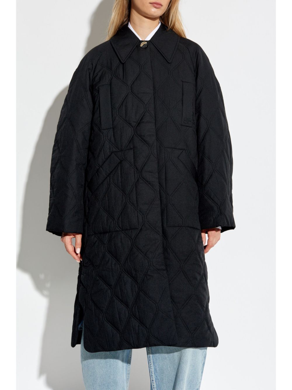 Quilted midi coat