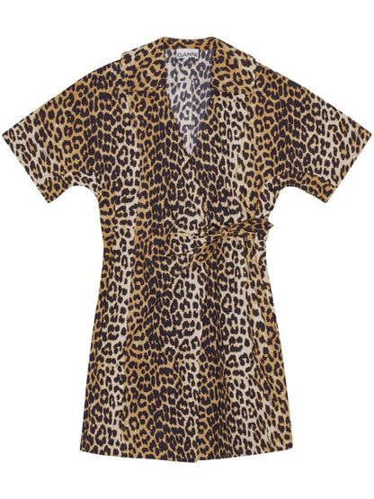 Leopard print organic cotton mini dress