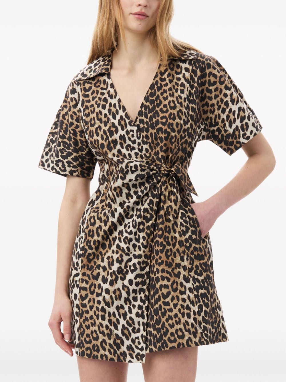 Leopard print organic cotton mini dress