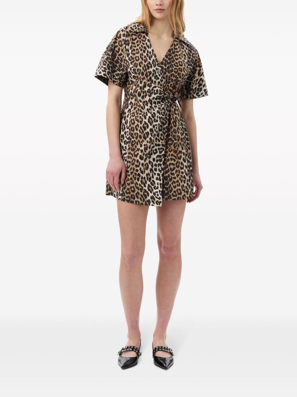 Leopard print organic cotton mini dress