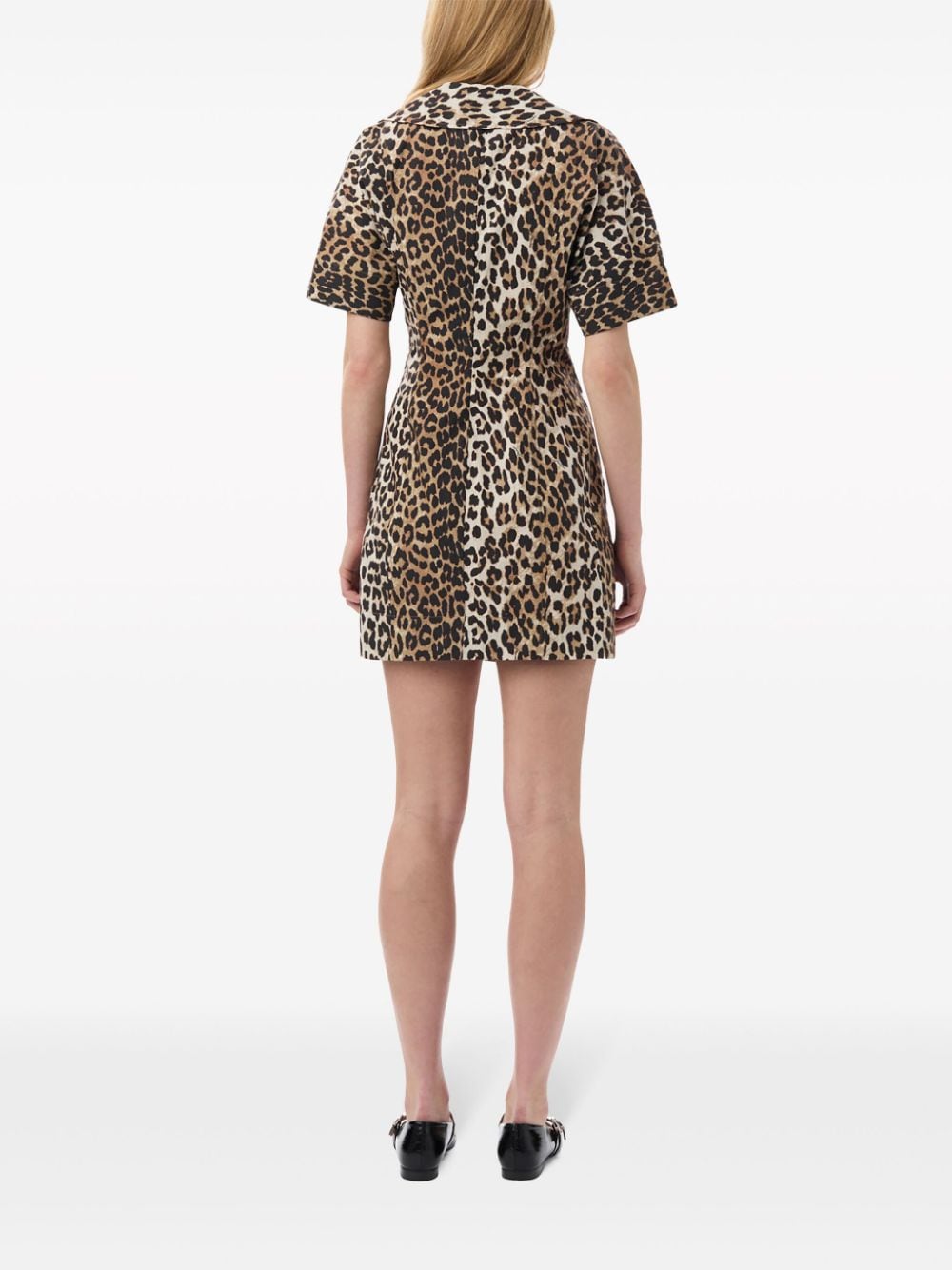 Leopard print organic cotton mini dress