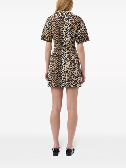 Leopard print organic cotton mini dress