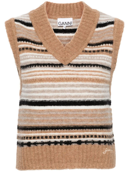 Wool striped vest