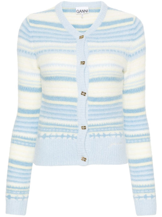 Wool striped cardigan