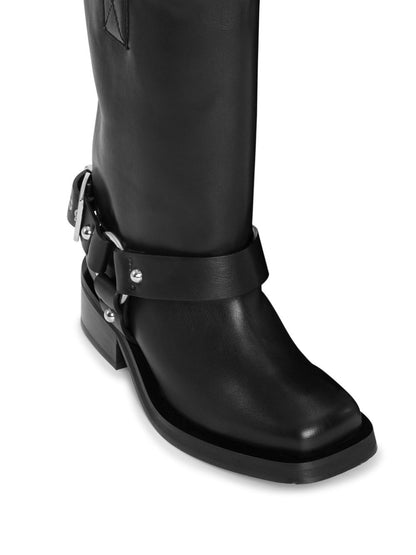 Recycled leather biker boots