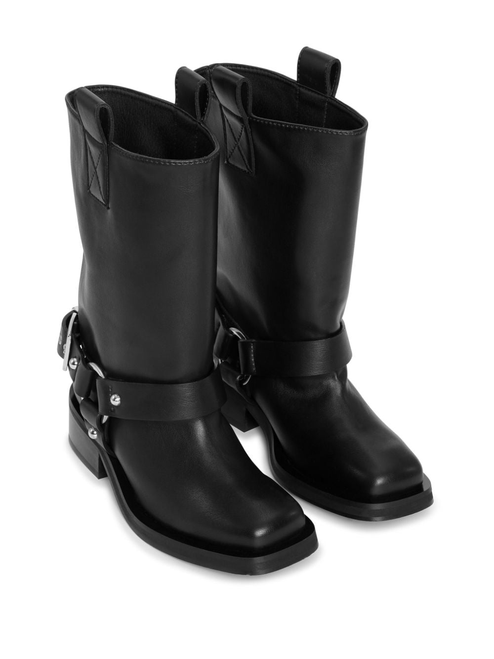 Recycled leather biker boots