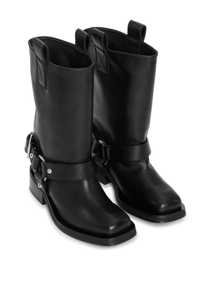 Recycled leather biker boots