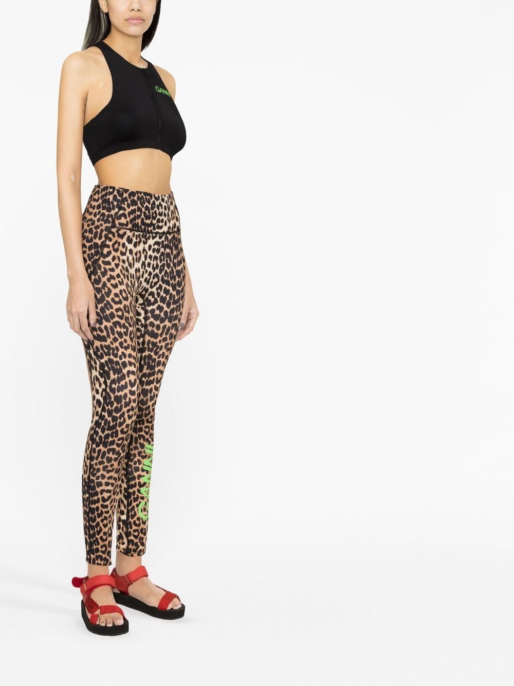 Leopard print nylon leggings