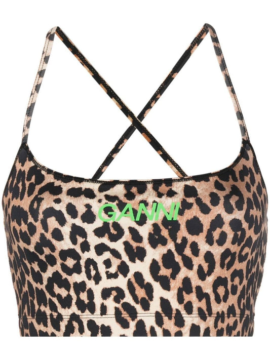 Leo print active strap top