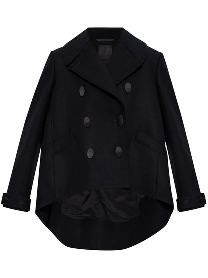 Wool cropped caban coat