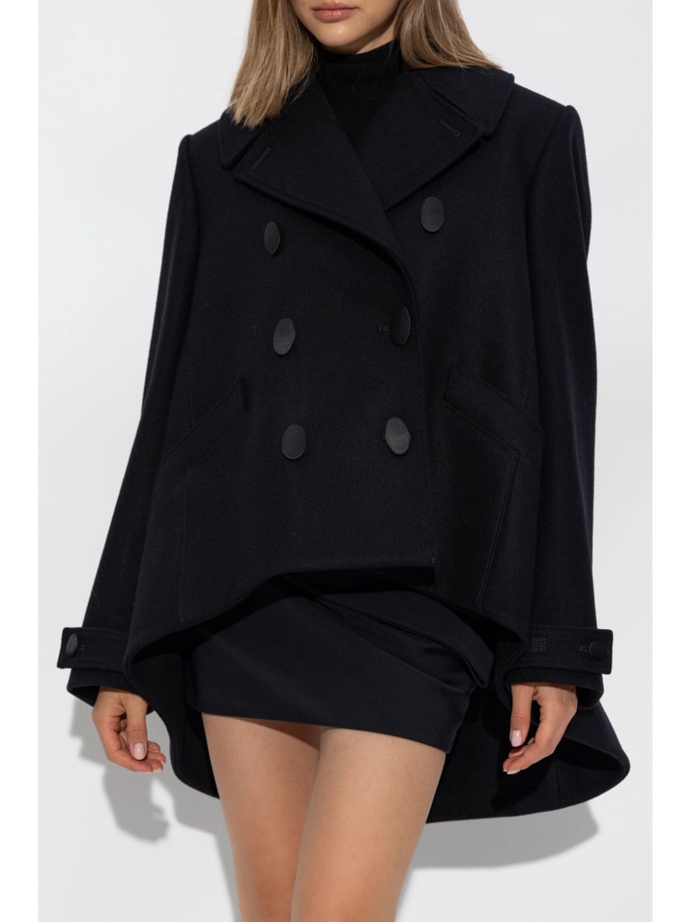 Wool cropped caban coat