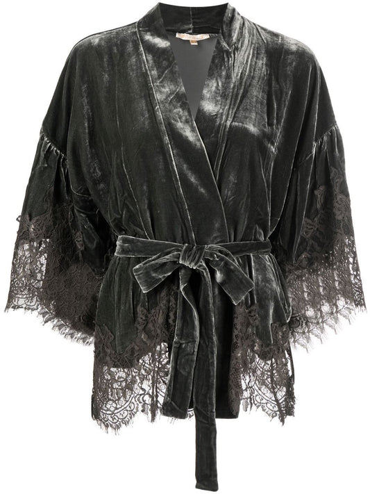 Velvet short kimono